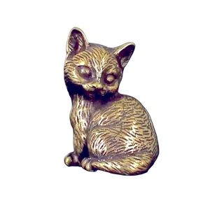 Antique Brass Kitten Sculpture Figure